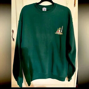 Vintage Women’s Green Long Sleeve Lighthouse Sweatshirt by Jerzees Brand